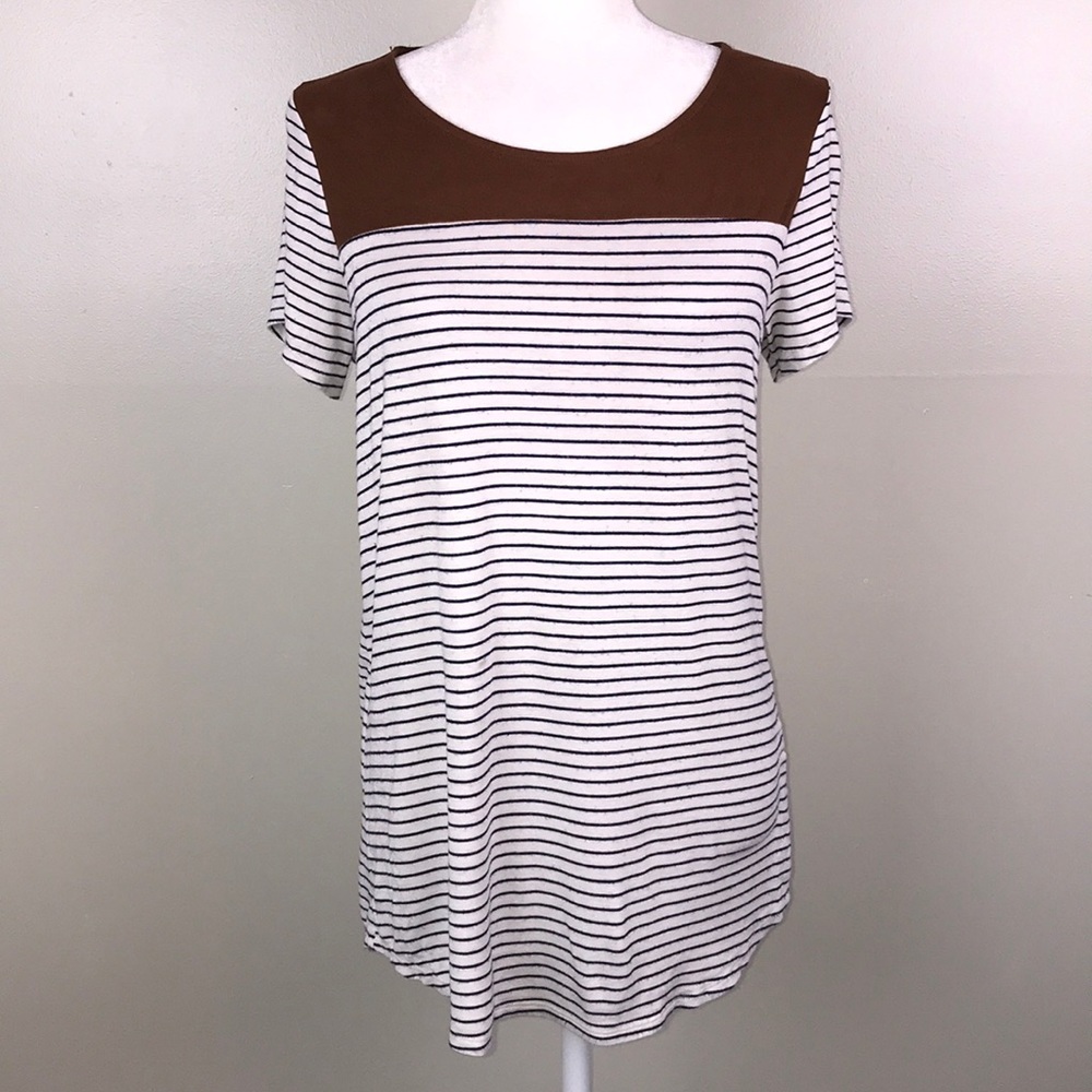 MINIMI Maternity Top Brown White Stripe Large